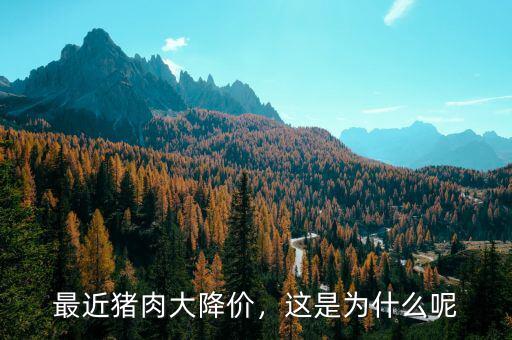 最近豬肉大降價，這是為什么呢