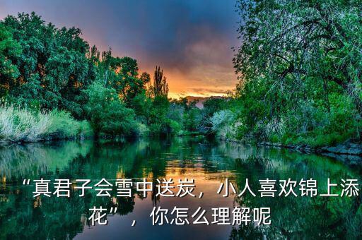 “真君子會雪中送炭，小人喜歡錦上添花”，你怎么理解呢