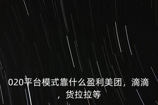 020平臺(tái)模式靠什么盈利美團(tuán)，滴滴，貨拉拉等