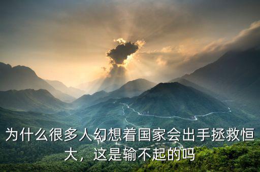 為什么很多人幻想著國(guó)家會(huì)出手拯救恒大，這是輸不起的嗎