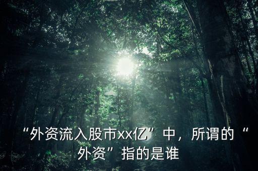 “外資流入股市xx億”中，所謂的“外資”指的是誰
