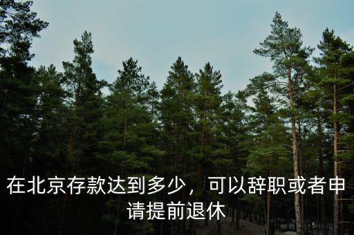 在北京存款達到多少，可以辭職或者申請?zhí)崆巴诵? class=