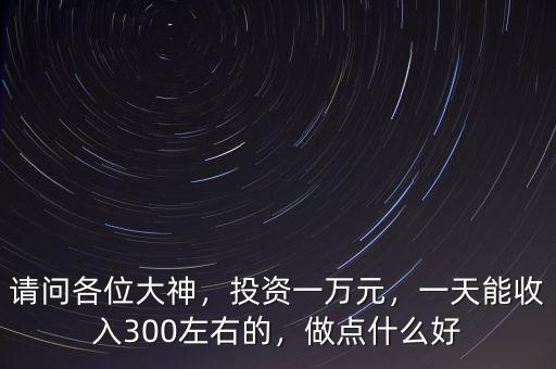 請問各位大神，投資一萬元，一天能收入300左右的，做點什么好