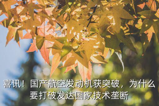喜訊！國(guó)產(chǎn)航空發(fā)動(dòng)機(jī)獲突破，為什么要打破發(fā)達(dá)國(guó)家技術(shù)壟斷