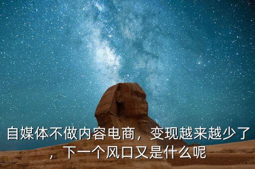 自媒體不做內(nèi)容電商，變現(xiàn)越來越少了，下一個(gè)風(fēng)口又是什么呢