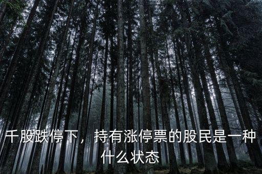 千股跌停下，持有漲停票的股民是一種什么狀態(tài)