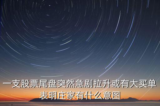 一支股票尾盤(pán)突然急劇拉升或有大買(mǎi)單表明莊家有什么意圖