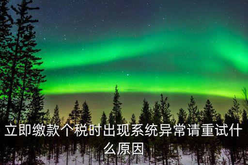 銀聯(lián)在線繳稅異常是什么原因，立即繳款個(gè)稅時(shí)出現(xiàn)系統(tǒng)異常請(qǐng)重試什么原因