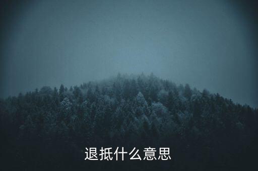 什么叫做退抵稅，退抵什么意思