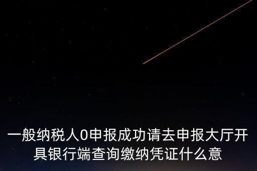 一般納稅人0申報(bào)成功請去申報(bào)大廳開具銀行端查詢繳納憑證什么意