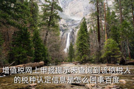 增值稅網(wǎng)上申報提示未查詢到該納稅人的稅種認(rèn)定信息是怎么回事百度
