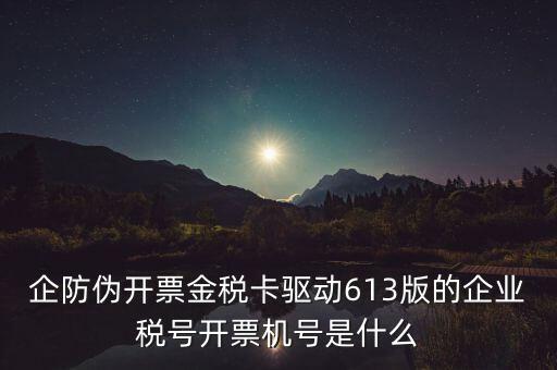 金稅盤企業(yè)稅號是什么，企防偽開票金稅卡驅(qū)動613版的企業(yè)稅號開票機號是什么