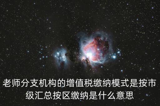 老師分支機構的增值稅繳納模式是按市級匯總按區(qū)繳納是什么意思