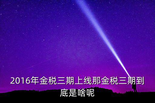金稅三期什么時(shí)候改革，2016年金稅三期上線那金稅三期到底是啥呢