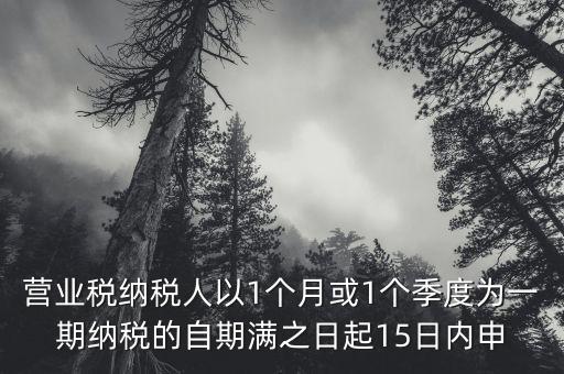 營業(yè)稅納稅人以1個(gè)月或1個(gè)季度為一期納稅的自期滿之日起15日內(nèi)申