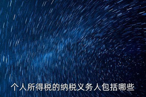 個人所得稅的納稅義務人包括哪些