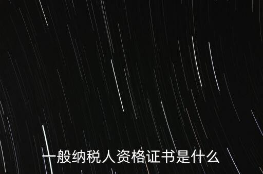 納稅資格證書是什么，一般納稅人資格證什么