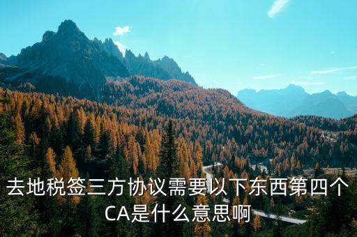 稅務(wù)局ca是什么意思，去地稅簽三方協(xié)議需要以下東西第四個(gè)CA是什么意思啊