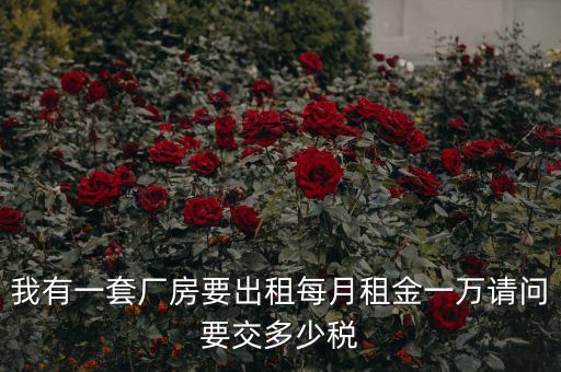 個(gè)人租廠房要交什么稅，我有一套廠房要出租每月租金一萬(wàn)請(qǐng)問(wèn)要交多少稅