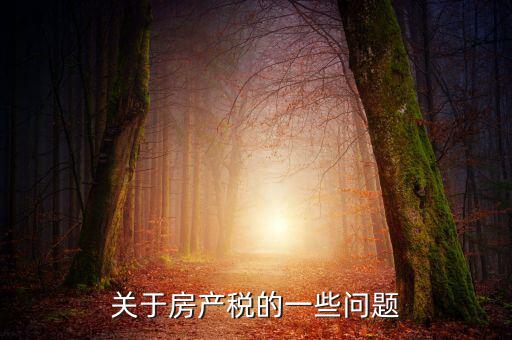 關(guān)于房產(chǎn)稅的一些問(wèn)題