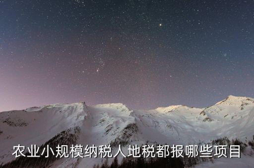 地稅農(nóng)產(chǎn)品需要報什么，農(nóng)業(yè)小規(guī)模納稅人地稅都報哪些項目