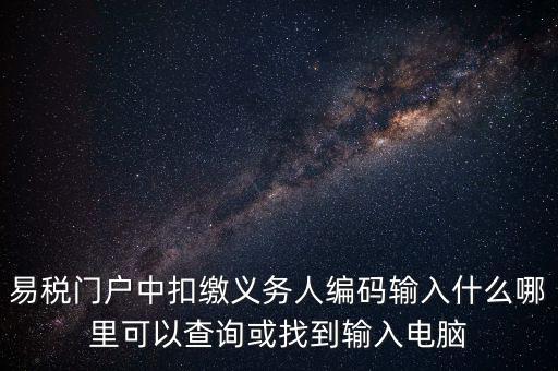易稅門(mén)戶中扣繳義務(wù)人編碼輸入什么哪里可以查詢(xún)或找到輸入電腦