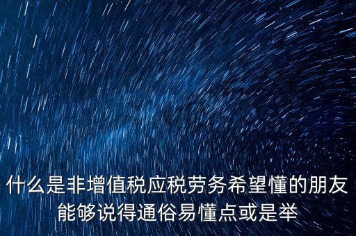 什么是非增值稅應(yīng)稅勞務(wù)希望懂的朋友能夠說(shuō)得通俗易懂點(diǎn)或是舉