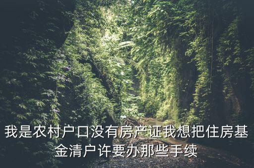 地稅清戶需要什么資料，我是農(nóng)村戶口沒(méi)有房產(chǎn)證我想把住房基金清戶許要辦那些手續(xù)