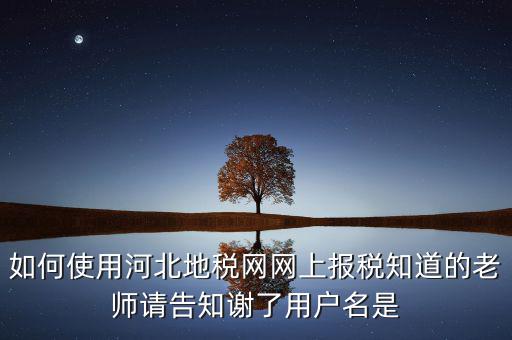 河北省地稅用戶名是什么，地稅網(wǎng)上申報如何操作