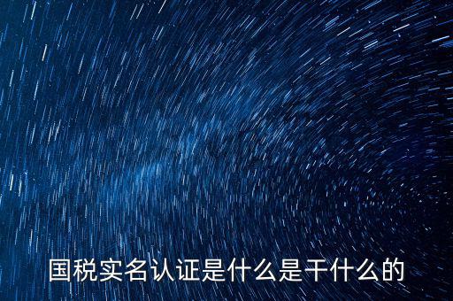 國(guó)稅實(shí)名采集做什么用，國(guó)稅實(shí)名認(rèn)證是什么是干什么的