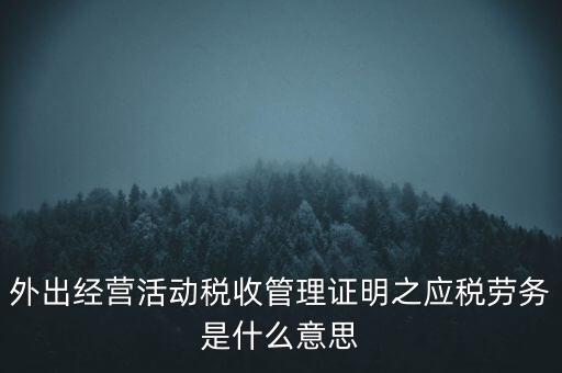 外出經營活動稅收管理證明之應稅勞務是什么意思