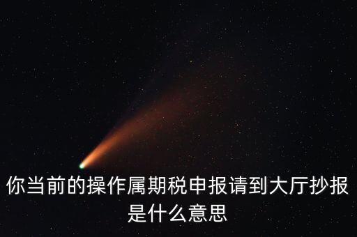 抄報 申報是什么，你當前的操作屬期稅申報請到大廳抄報是什么意思