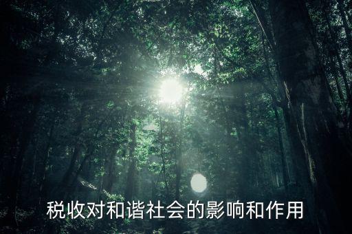 為什么要和諧興稅，稅收對和諧社會的影響和作用