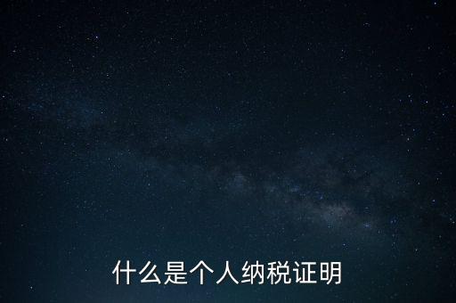 什么是征稅證明，什么是個人納稅證明