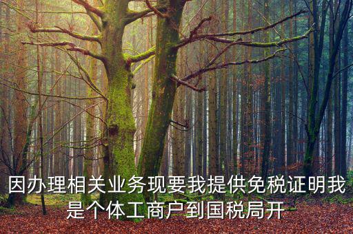因辦理相關(guān)業(yè)務(wù)現(xiàn)要我提供免稅證明我是個(gè)體工商戶到國(guó)稅局開
