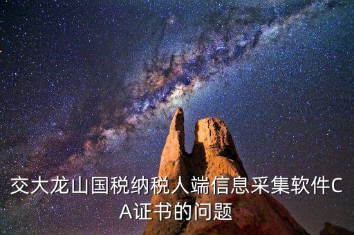 交大龍山國(guó)稅納稅人端信息采集軟件CA證書的問(wèn)題