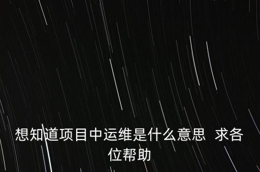地稅提運維是什么意思，想知道項目中運維是什么意思  求各位幫助