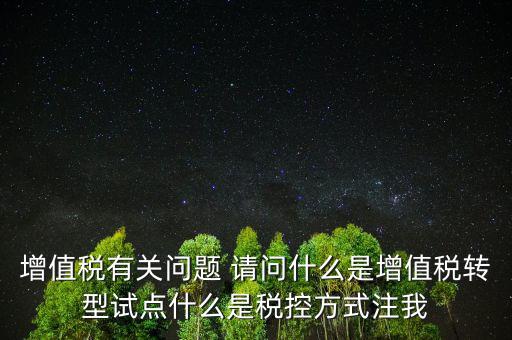 增值稅有關(guān)問題 請問什么是增值稅轉(zhuǎn)型試點(diǎn)什么是稅控方式注我