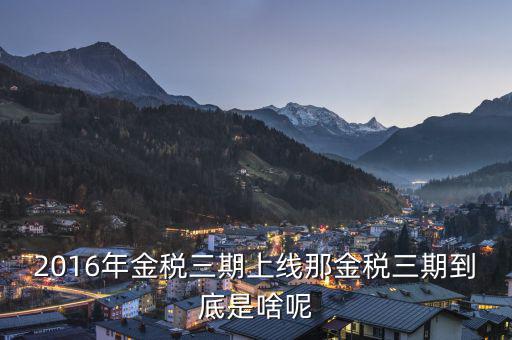 金稅3期是什么意思，2016年金稅三期上線那金稅三期到底是啥呢