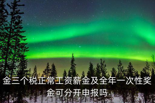 金三個(gè)稅是什么，金三個(gè)稅正常工資薪金及全年一次性獎(jiǎng)金可分開申報(bào)嗎