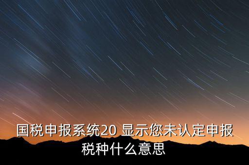 未核對(duì)稅種是什么意思，國(guó)稅申報(bào)系統(tǒng)20 顯示您未認(rèn)定申報(bào)稅種什么意思