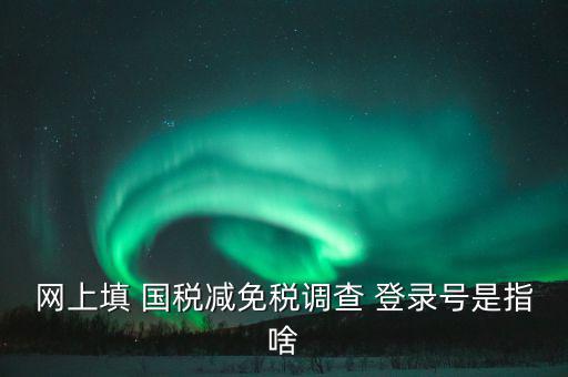 稅收調(diào)查網(wǎng)上是什么，網(wǎng)上填 國(guó)稅減免稅調(diào)查 登錄號(hào)是指啥