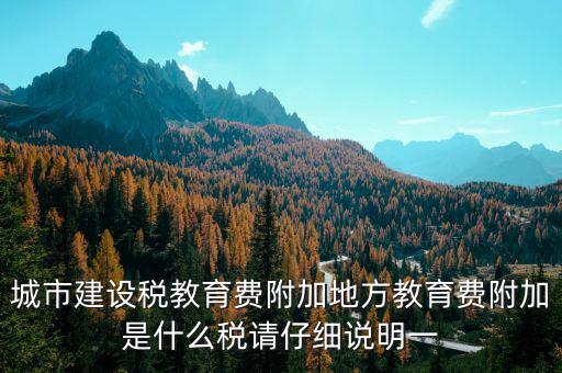 地方附加稅是什么，城市建設(shè)稅教育費(fèi)附加地方教育費(fèi)附加是什么稅請仔細(xì)說明一