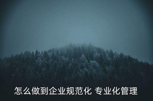 專業(yè)化公司如何管理，專業(yè)化企業(yè)的建議