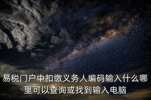易稅門(mén)戶(hù)中扣繳義務(wù)人編碼輸入什么哪里可以查詢(xún)或找到輸入電腦