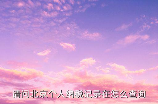 請(qǐng)問(wèn)北京個(gè)人納稅記錄在怎么查詢(xún)