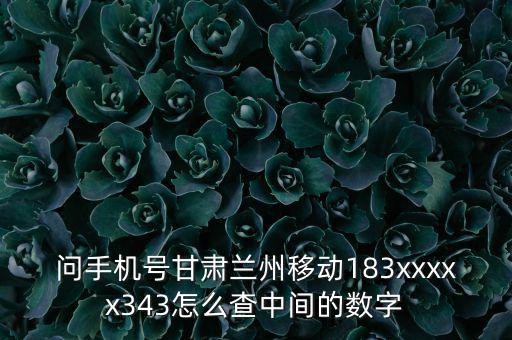 問手機號甘肅蘭州移動183xxxxx343怎么查中間的數字