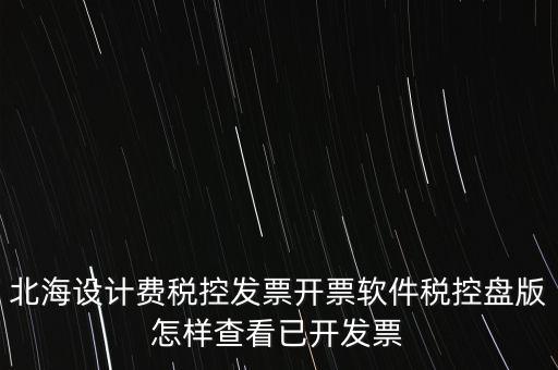 北海設(shè)計費(fèi)稅控發(fā)票開票軟件稅控盤版怎樣查看已開發(fā)票