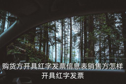 購(gòu)買方如何開具紅字信息表，購(gòu)買方增值稅專用發(fā)票填紅字信息表怎么操作