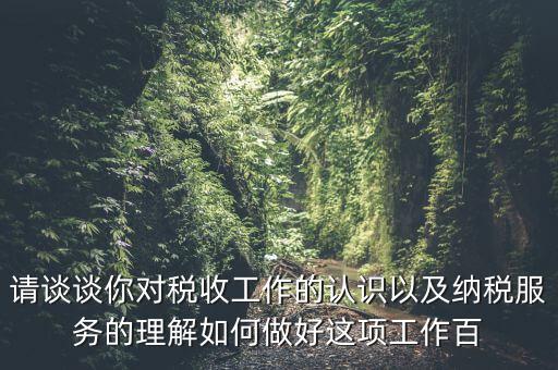 請談?wù)勀銓Χ愂展ぷ鞯恼J(rèn)識以及納稅服務(wù)的理解如何做好這項工作百